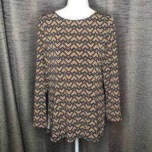 DENNIS BY DENNIS BASSO XS GOLD & BLUE BLOUSE